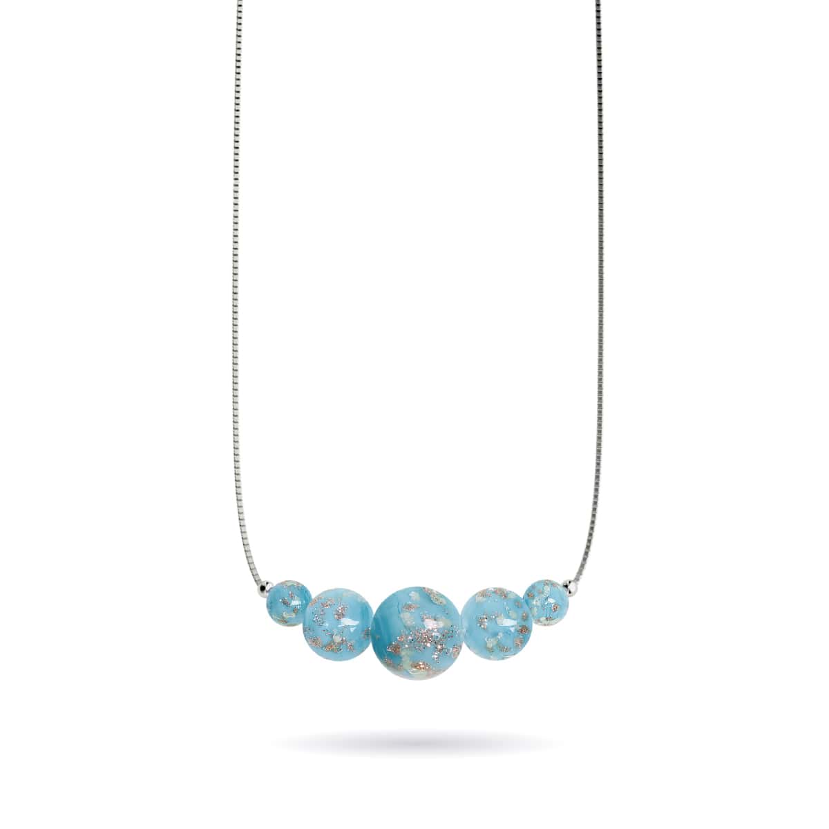 Céruléen | Argent sterling .925 | Collier fermoir infini en verre luciole
